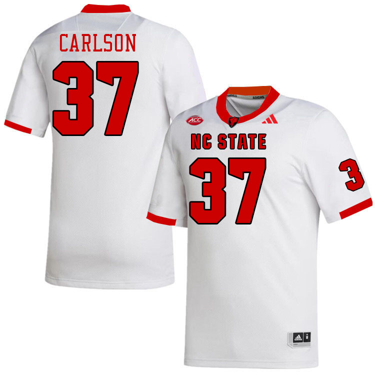 Men #37 Addison Carlson NC State Wolfpack College Football Jerseys Stitched-White